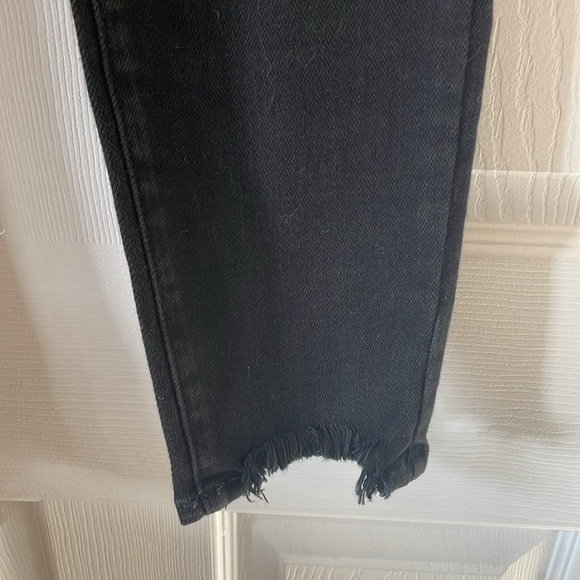 Just black denim distressed hem high rise black jeans punk goth rocker biker - Picture 3 of 9